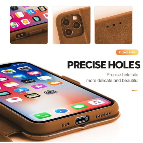 Image of Premium Vegan Leather Phone Cover with Card Slot - Slim, Durable, Privacy Protection, Kickstand Function, Elegant Flip Wallet Cases Compatible for Oppo F29 Pro 5G (Brown)