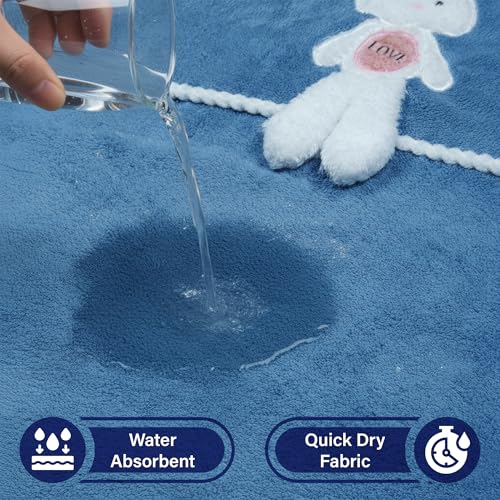 Image of Story@Home Kids Microfiber Bath Towel with Bunny Design | Quick Dry & Soft | 300 GSM | 120 x 70 cm | Lightweight Pool, Beach & Bath Towel for Boys & Girls | Blue