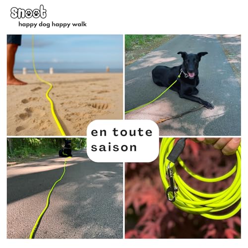 10m Schleppleine Hunde, Wasserfeste Hundeleine Rundleine mit Handschlaufe, Robuste Freilauf-Trainingsleine Neon-Gelb, bis 35kg
