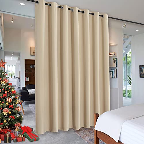 Image of RYB HOME Extra Long Curtains Light Block Soundproof Privacy Blinds for Home Theater Office Backdrop Dining Living Room Patio Door Large Window Ceiling to Floor Drapes, W 8.3 x T 12 ft, Cream Beige
