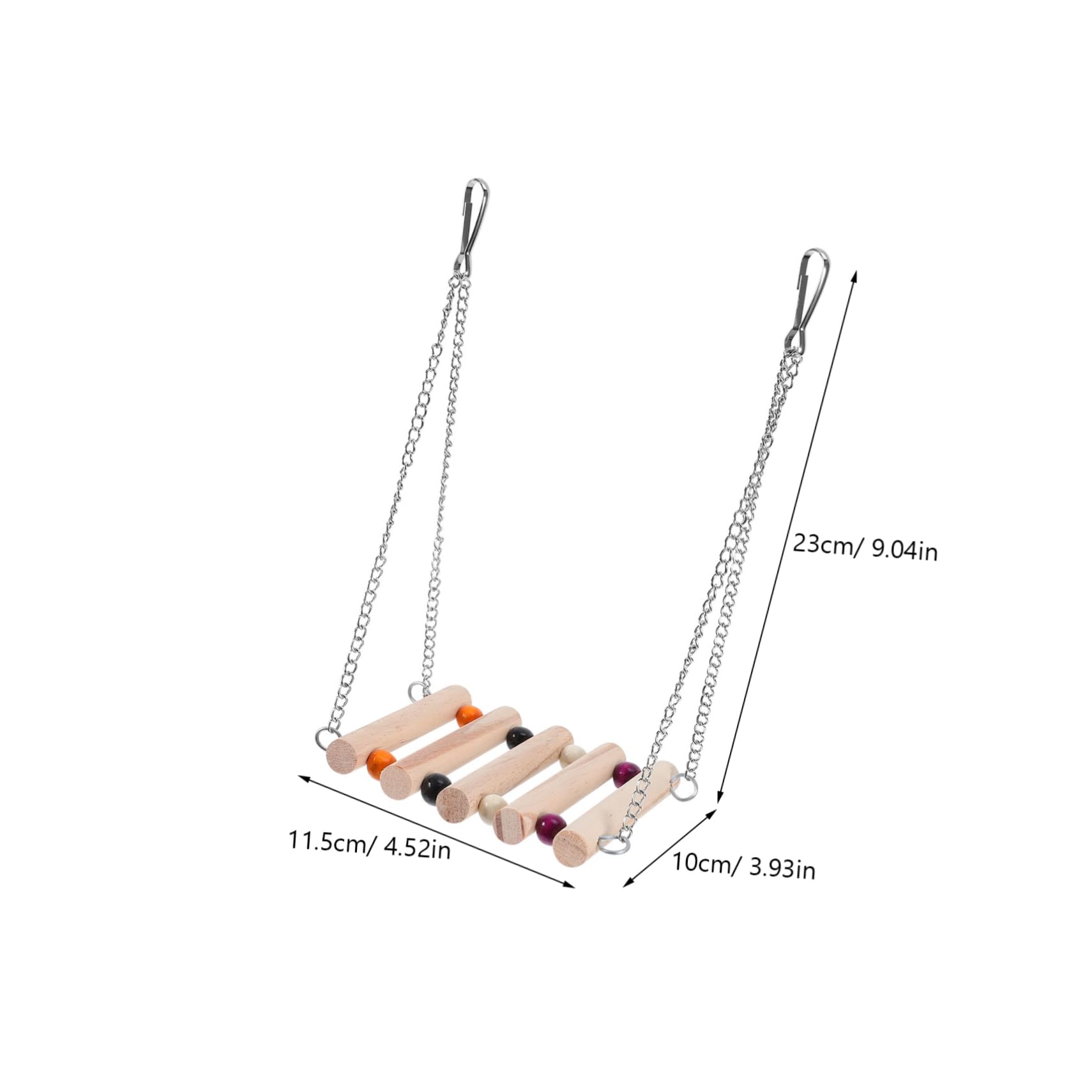 ERINGOGO 2Pcs Wooden Parrot Swing Beads and Stainless Steel Chain for Bird Cage for Budgies Conures and Other Parrots to Climb and Play