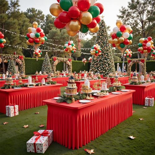 Jupe de table rectangle rouge 1.8m nappe réutilisable réception banquets - 2