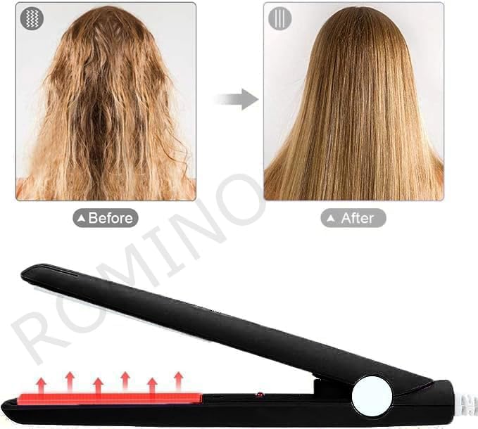 Image of ROMINO Mini Hair Straightener For Teens Women With Ceramic Coated Plates Hair Straightening Iron Machine Hair Pressing Machine Saree Pleats Straightener Travel Friendly With Lock (Multicolored)