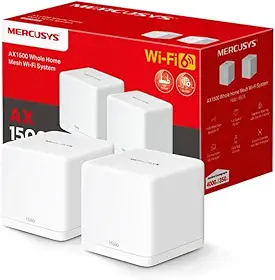 MERCUSYS Halo H60X (2 unidades) WiFi 6 Mesh AX1500, 3 portas Gigabit Ethernet conecta até 100 dispositivos Controle dos Pais cobre até 350 m² configuração fácil por aplicativo (powered by TP-Link)