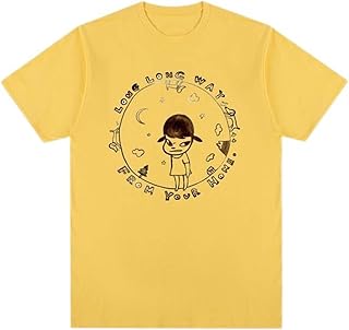 SHIYAN Camisetas vintage de algodón para hombre, camisetas nuevas para mujer, color amarillo, L