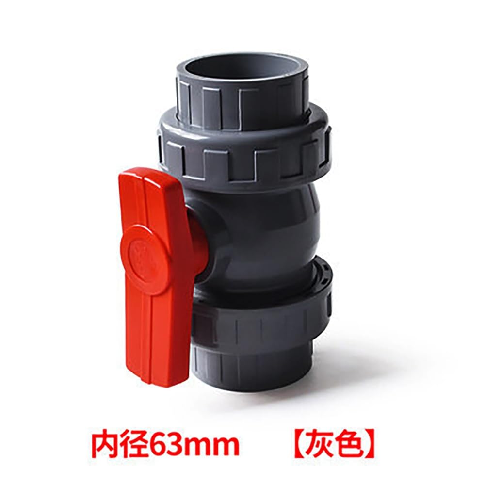 Raccordo Con Valvola A Sfera In PVC Da 1 Pezzo, 20-110 Mm, Valvola Dell'acqua Con Collegamento A Colla For Irrigazione Del Prato Del Giardino Dell'acquario(Grey,Inner Dia 63mm)