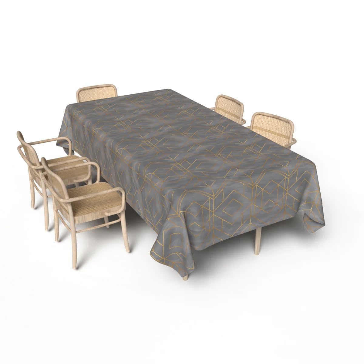 Art Mood Home Tablecloth Waterproof polyester fabric tablecloth durable and soft touch 3m x 1.4m (Golds Grey)