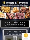 Kitchen Elite Air Fryer French Door Oven,15.8 Qt Toaster Oven Countertop Combo,18 Presets & 1 Preheat & Light, Airfryer Basket,Wire Rack,Baking Pan,Crumb Tray,Compact Design,Stainless Steel,Small
