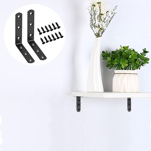 Miniatura 5 de AYSUM 20 soportes negros en L de 3.1 x 3.1 pulgadas, soporte de esquina resistente de 3.150 x 3.150 in para sillas de madera, estantería, muebles,