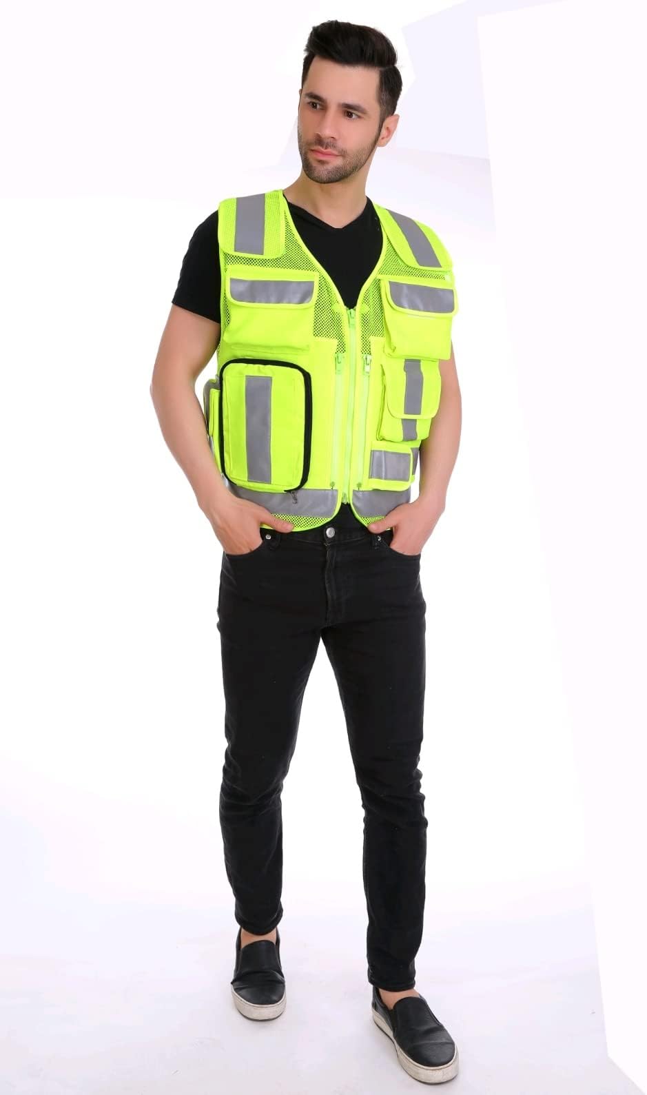 EVION Fluorescent Reflective Polyester Adjustable high visibility First Aid Paramedic EMS Security Safety vest