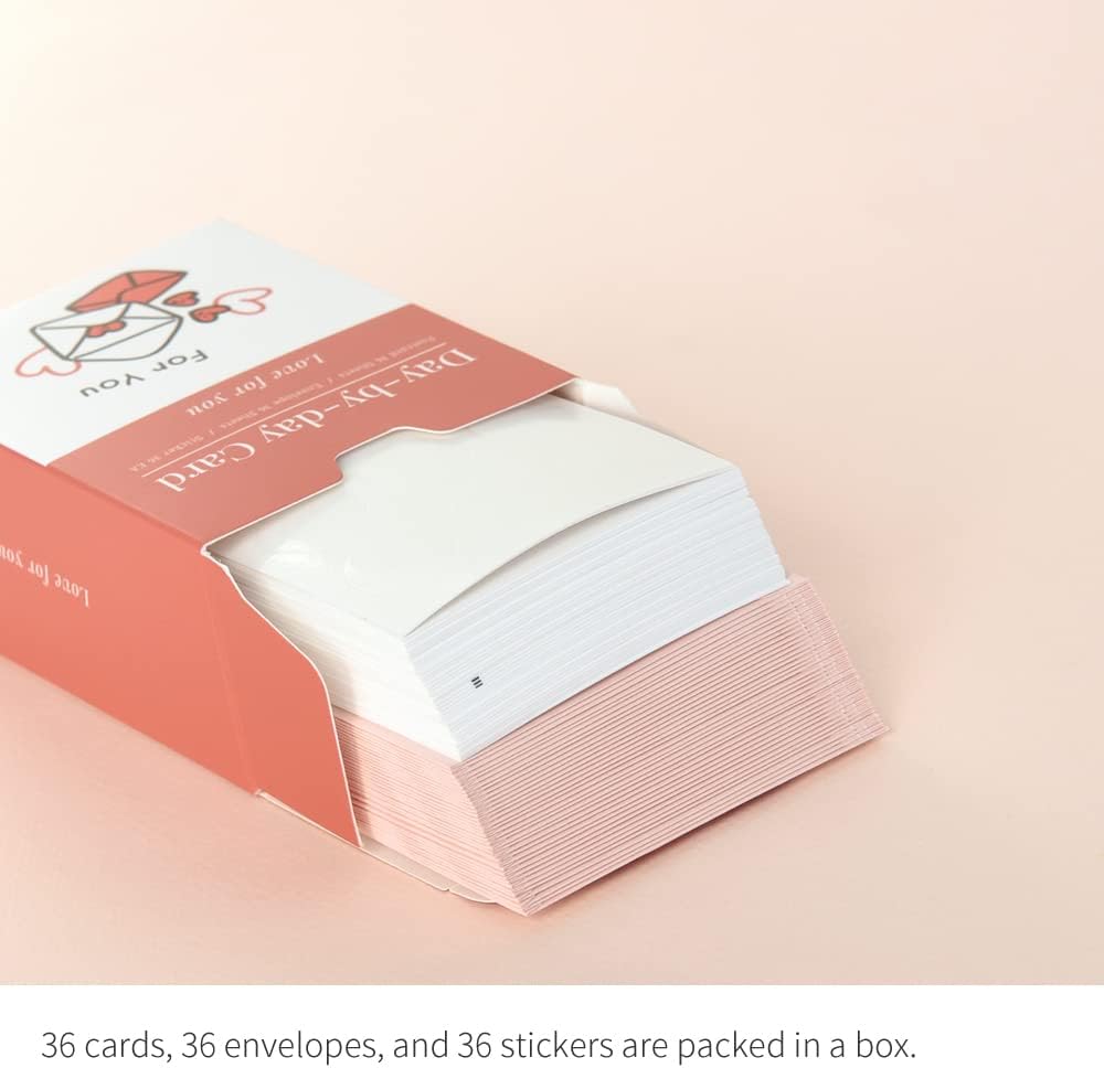 Monolike Day-by-day Card, Love for you Ver.1 - Mix 36 Mini Single cards, 36 envelopes, 36 stickers Package image 3
