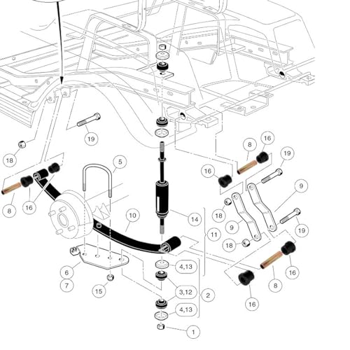 Kit de Bucha de Suspensão, Kit de Bucha de Mola de Carrinho de Golfe, Borracha e Metal 1012303 para
