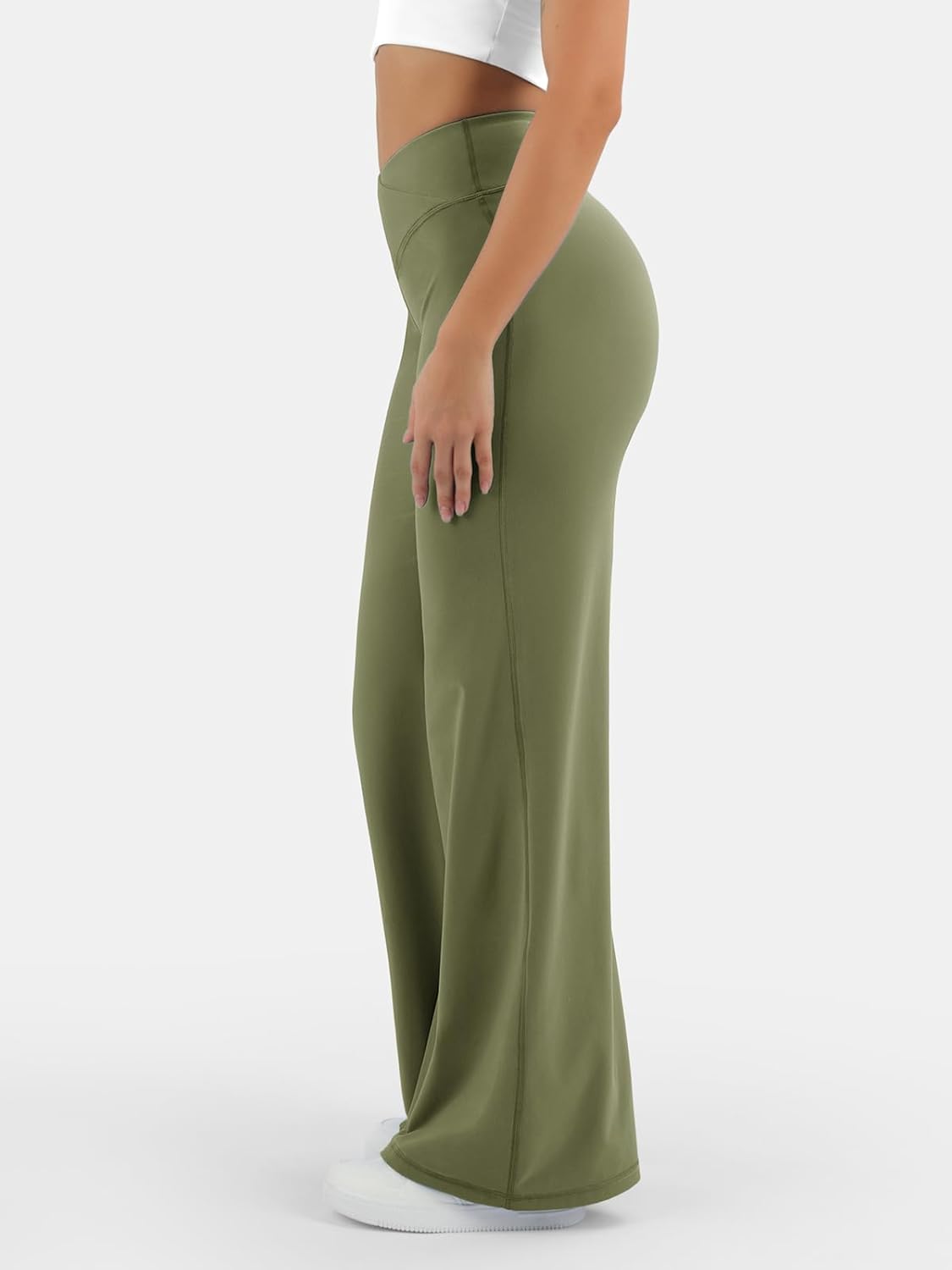 Flare Yoga Pants for Women High Waisted Wide Leg Flared Pants Leggings Crossover with Tummy Control Gym Clothes - Image 5