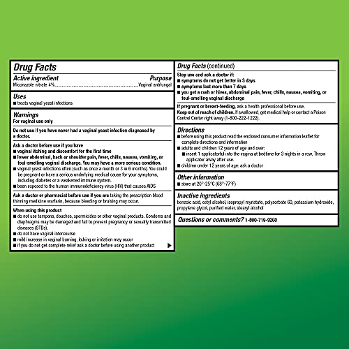 amazon basic care miconazole nitrate vaginal cream 4 percent 3-day yeast infection treatment for women 018 ounce - 3 count pack of 1