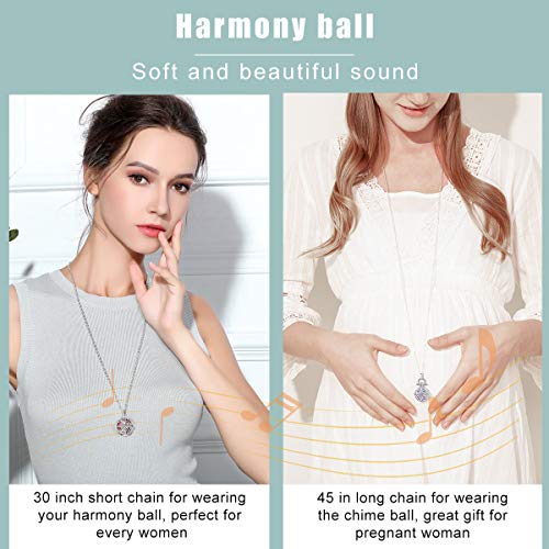 Aeonslove Harmony Ball Pregnancy Bola Necklace, Vintage Cubic Zirconia Harmony Ball Locket Angel Chime Caller Bell 18Mm Mexican Bola Balls Pendant Necklaces For Women, 30"/45'' Chain(Wine Red) #TOP2