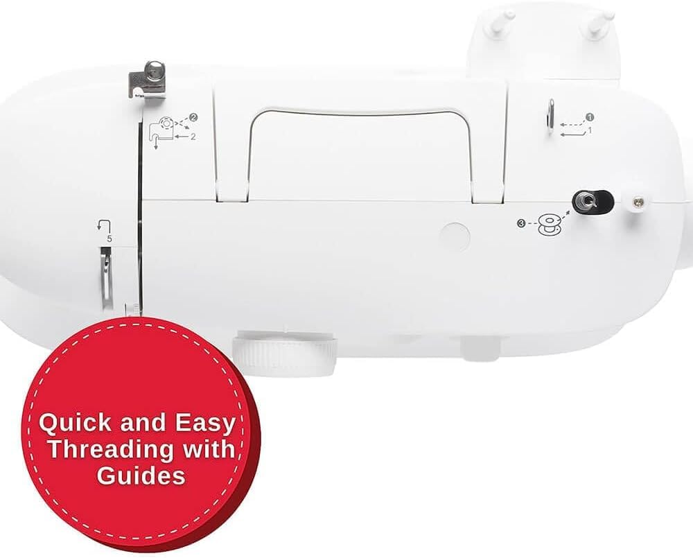 SINGER® Máquina de coser M1500 + kit de accesorios, 6 puntadas integradas que ofrecen 57 aplicaciones de puntada, ligera y portátil, luz LED y ojal de 4 pasos, ideal para acolchar, manualidades y