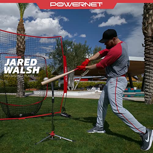 Powernet Baseball Softball Batting Tee | Hitting Drill Coaching Aid | Adjustable Height 27.5" - 44" | Portable Collapsible | Rubber Top | Extra Wide Base (Pro Heavy Tee | 6.5 Pounds) #TOP3