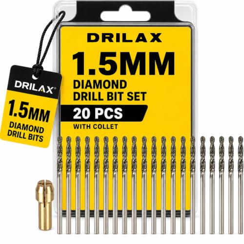 Drilax Diamond Drill Bits 20-Pc 1.5mm Compatible with Dremel Bits