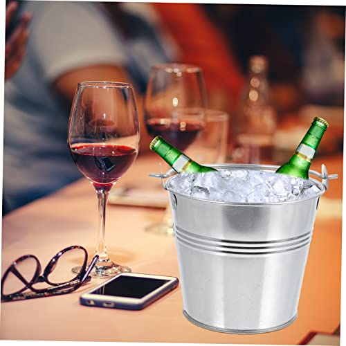 Abaodam 2 Peças Balde De Gelo De Aço Inoxidável Tong De Gelo Vinho Mini Balde De Gelo Kit Balde De G