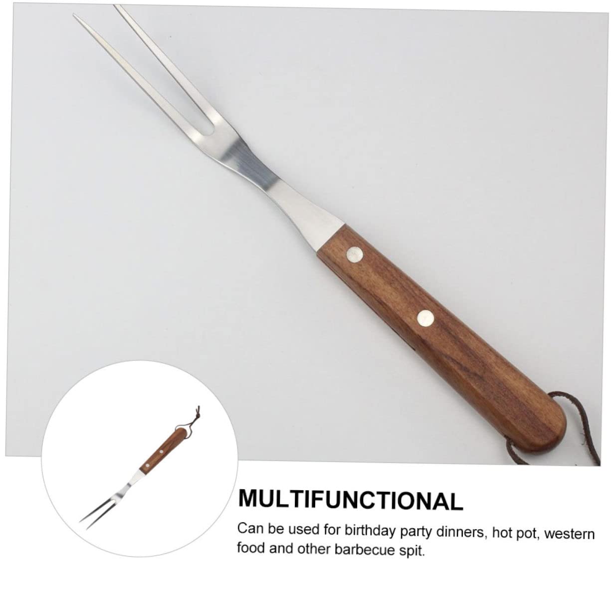 Happyyami 3pezzi Forchetta Da Barbecue Inossidabile Con Manico Utensile Per Grigliate All Aperto Resistente Alta Temperatura Per Spiedini e Design Pratico e Durevole