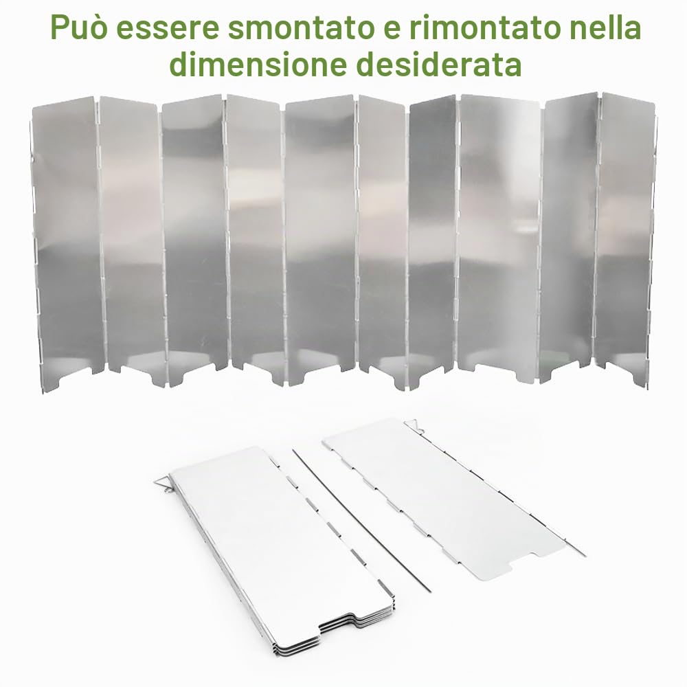 12 Piatti Paravento Fornello Campeggio In Alluminio, Paravento Per Fornello Con Borsa Per La Conservazione, Stufa Esterna Parabrezza Pieghevole, Parabrezza per Stufa Da Esterno per Fornelli Da Esterno