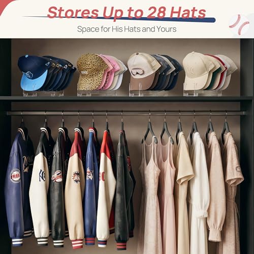 Vtopmart 4 Pack Hat Organizer Holder for Baseball Caps Storage, Clear Hats Display Stand Holds Up to 28 Caps for Closet, Dresser by Vtopmart - Image 6