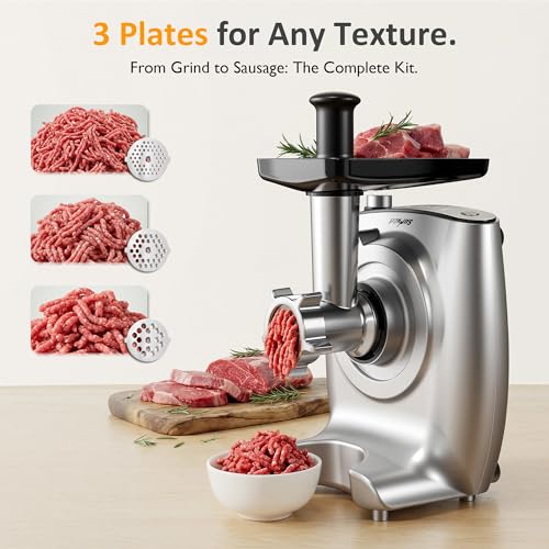 Image of Sunvivi 4-in-1 Multifunctional Stand Mixer, Electric Dough Mixer with 5.3 Quart Stainless Steel Bowl, Electric Stand Mixer for Baking & Home Cooking, with Meat Grinder, Juice Blender & Salad Maker