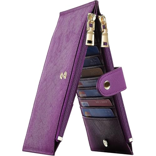 Travelambo RFID Wallet Women Large Size Bifold Multi Card Wallet Case with Zipper Pocke Credit Card...