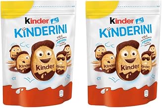 Kinder Kinderini - Pack of 2 (2 × 250 g) - Crispy Milk Cocoa Wheat Biscuits with Fun Face Decor