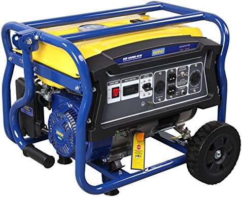 GENPAR Portable Power Generator Set with 4000-watts Peak 3000-w Continuous Gas Powered Recoil Start Wheels 120/220-Volts 60-hz EPA CARB Certified 7-HP Engine 208cc Outlet 120/220-V Volt Gauge Breaker