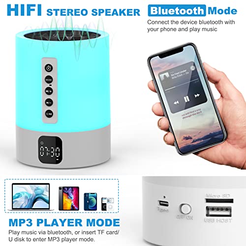 AFEXOA Night Light Bluetooth Speaker Alarm Clock, White Noise Sound Machine - Image 2