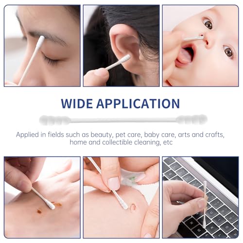Image of Cotton Swabs, 800 Count Double Spiral Tipped with Paper Stick, Cotton Buds for Makeup, Personal Care, Crafts
