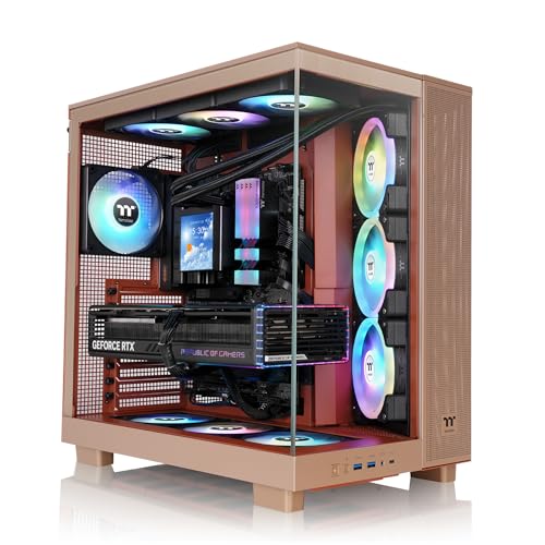 Image of Thermaltake View 380 XL TG ARGB; 4x120mm ARGB Lite Fans Included; 360mm Radiator Support; 420mm GPU Clearance; Hidden Connector Support; Dual Chamber; Gravel Sand; CA-11E-00MGWN-00