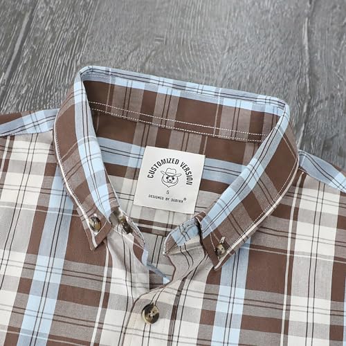 Image of Dubinik Mens Short Sleeve Button Down Shirts Soft Breathable Summer Vintage Regular Fit Lightweight Men's Casual Shirt