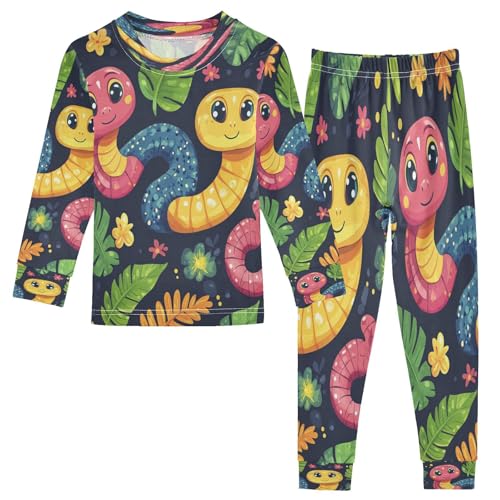 Pajama Sets Long Sleeve Cartoon Cute Snake Pattern Soft Comfy Sleepwear 2 Piece PJS 3-8T