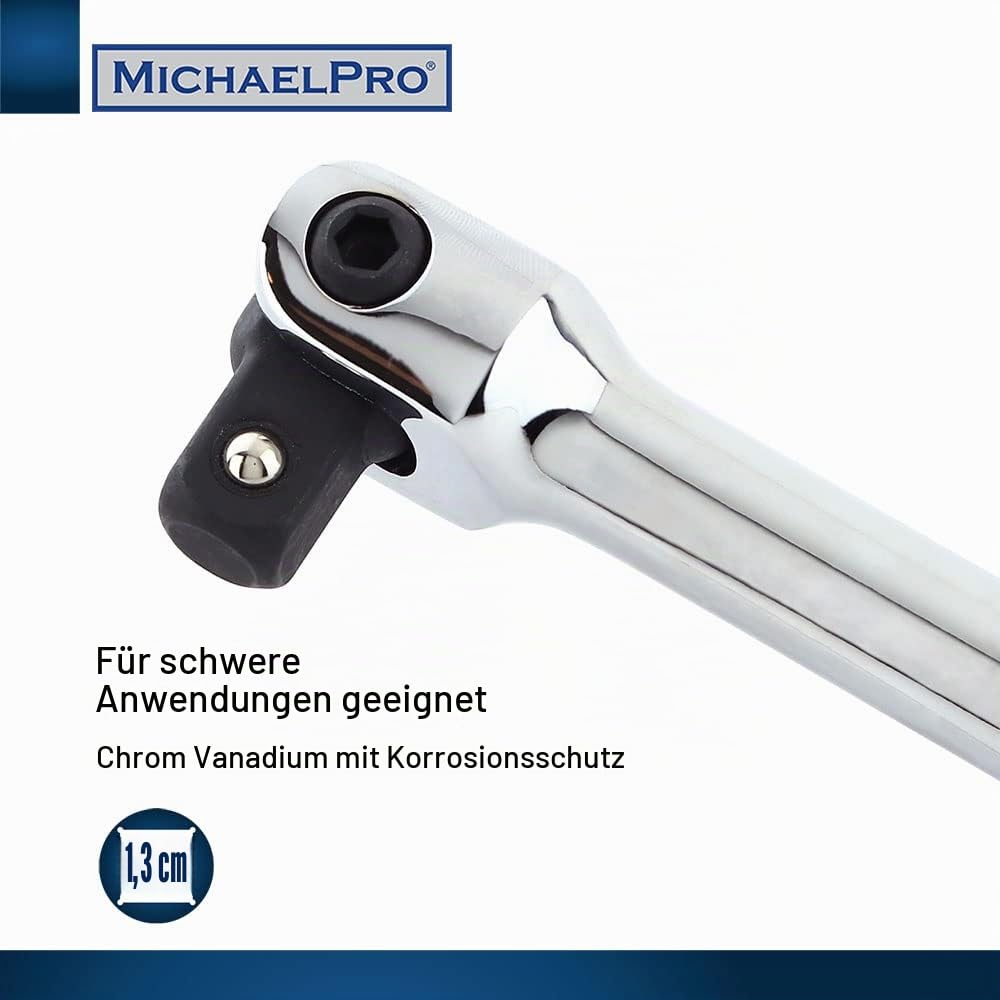 MichaelPro MP007003 1,27 cm Antriebsverlängerung Breaker Bar/Flex Griff, 45,7 cm Länge, verbinden Sie Ihre Ratsche mit dieser Breaker Bar, drehbarer Flexkopf (45,7 cm Länge)