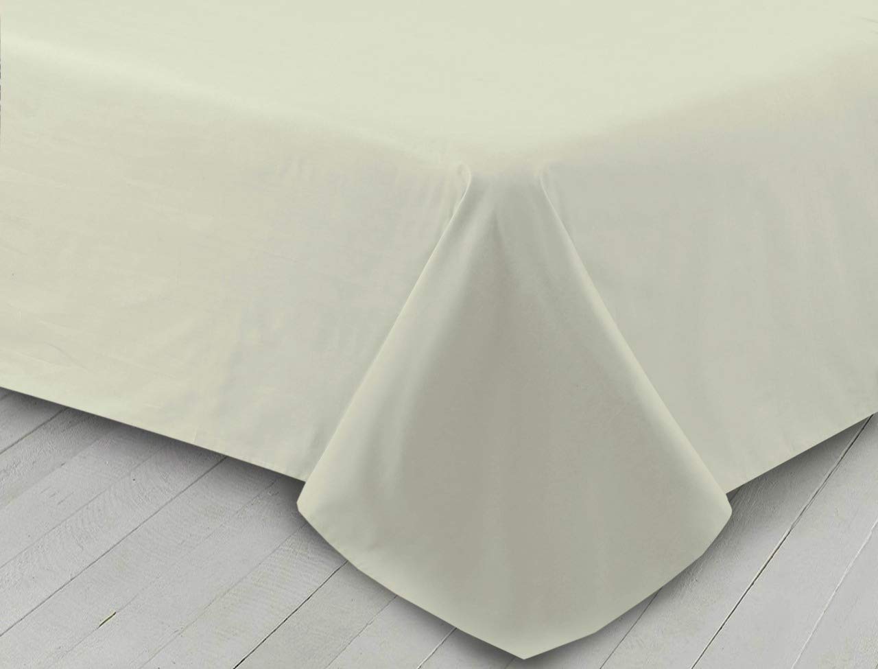Householdfurnishing Extra Depth Luxury Plain Dyed Flat Bed Sheet Poly Cotton Single Double King (Cream, Double)