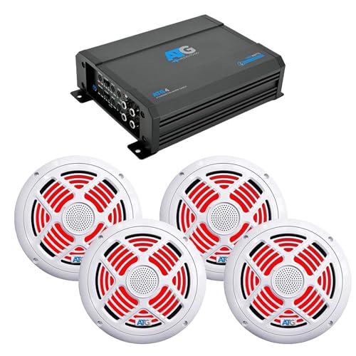 ATG Marine Audio Bundle: Includes 4 Channel Amplifier and Two Pairs of 8