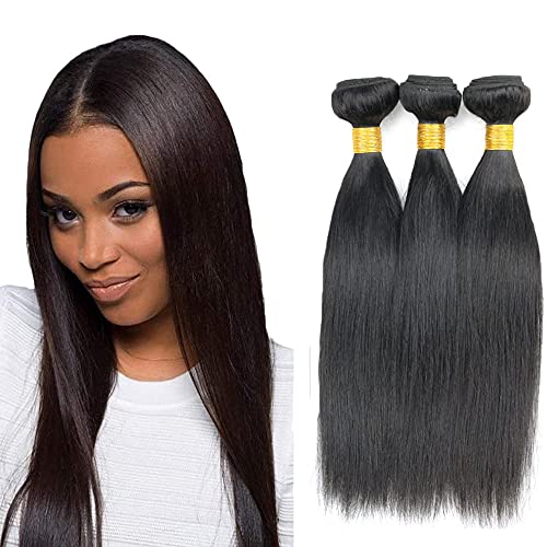 18 20 22 inch Freiuoke Straight Hair Bundles 100% Unprocessed Brazilian Straight Human Hair 3 Bundles Extensions Human Hair Natural Black Color