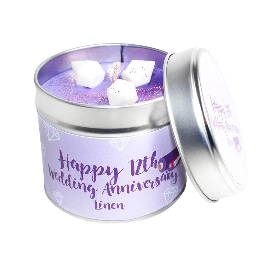 12th Linen Wedding Anniversary Candle Tin/SOYA Wax/Handmade to Order Daily
