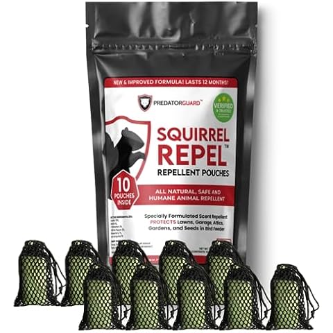 Predator Guard Repellent for Rodent Plant Pouches - Protect Gardens, Vehicles, and Homes from Rats, Squirrels, Possums, and Raccoons - Natural Ingredients - 10 Pack Cover