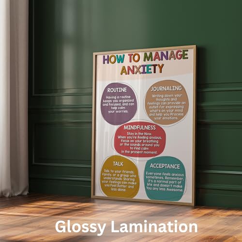Gracehouse-Design-How-To-Manage-Anxiety-Poster-Mental-Health-Wall-Art-for-Classroom-11x17-School-Counselor-Poster-Therapy-Office-Decor-Inspirational-Posters-Positive-Quotes-Wall-Decor-Unframed