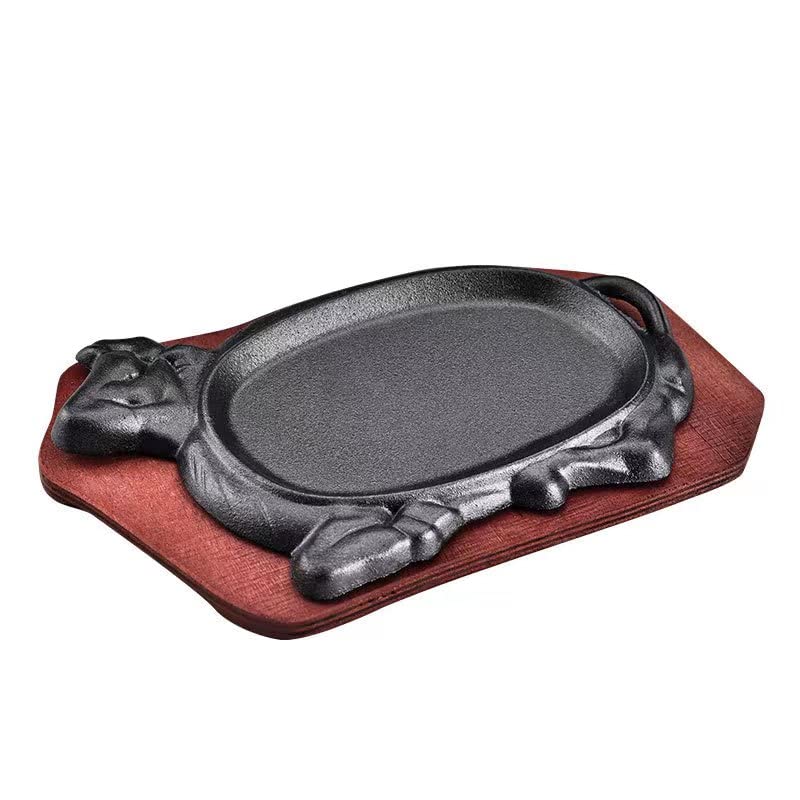 Comparison: Best Cast Iron Steak Plate 2 YYJINGYOU Cattle Cast Iron Steak Fajita Plate Set with wood Plate for Steak Pizza (10 x 7 inch)