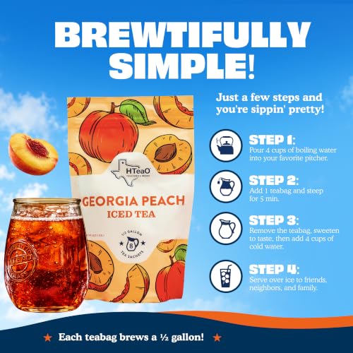 Image of HTeaO Iced Tea Bags - Makes 4 Gallons - Texas Style (Peach & Hibiscus)