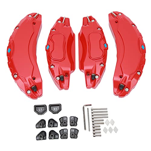 Aramox Cache-Étriers en Aluminium pour Modèle 3, Kit de 4 Pièces, Rouge, Compatible avec Jantes 18-19 Pouces