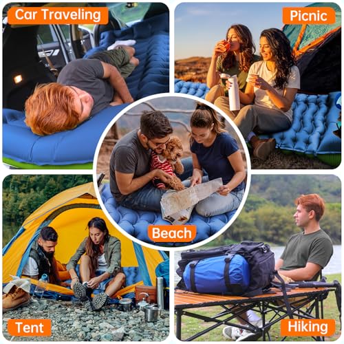 Image of FUN PAC Camping Sleeping Pad,with Foot Pump and Pillow - Ultralight Compact Sleeping Mat for Backpacking, Hiking, Tent - Portable Single Inflatable Mattress for Outdoor