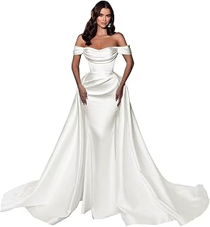 Mermaid Wedding Dresses for Bride Lace Appliques Satin Beach Bride Dress with Sleeve LW02