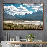 Framed Canvas Wall Art Mountainscape Aerial Dramatic Landscape Mountain Top Multicolor Photography Realism Rustic Warm - 16x24 inches