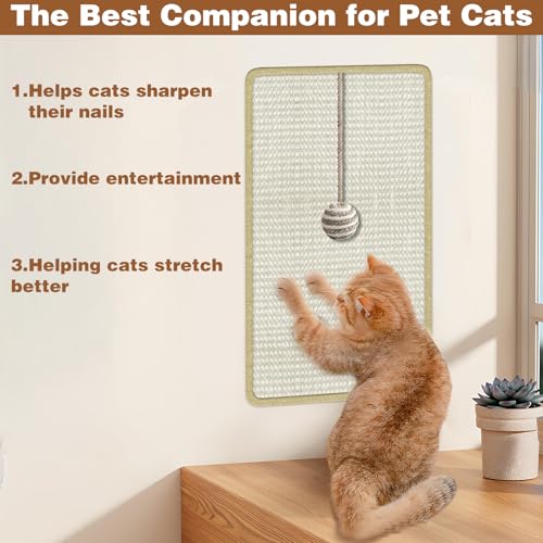 Image of Cat Scratching Mats and Hanging Balls, Cat Nail File Scratcher Supplies, Will Not Damage Furniture Paw-Friendly, Can File Nails Can Be Installed on Floor Door Wall Glass