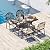 HOMTHING 5-Piece Cast Aluminum Outdoor Dining Table Set for 4 Person - 59.25" Large Dining Table with 2.35" Umbrella Holes & 4 Chairs with Seat Cushions